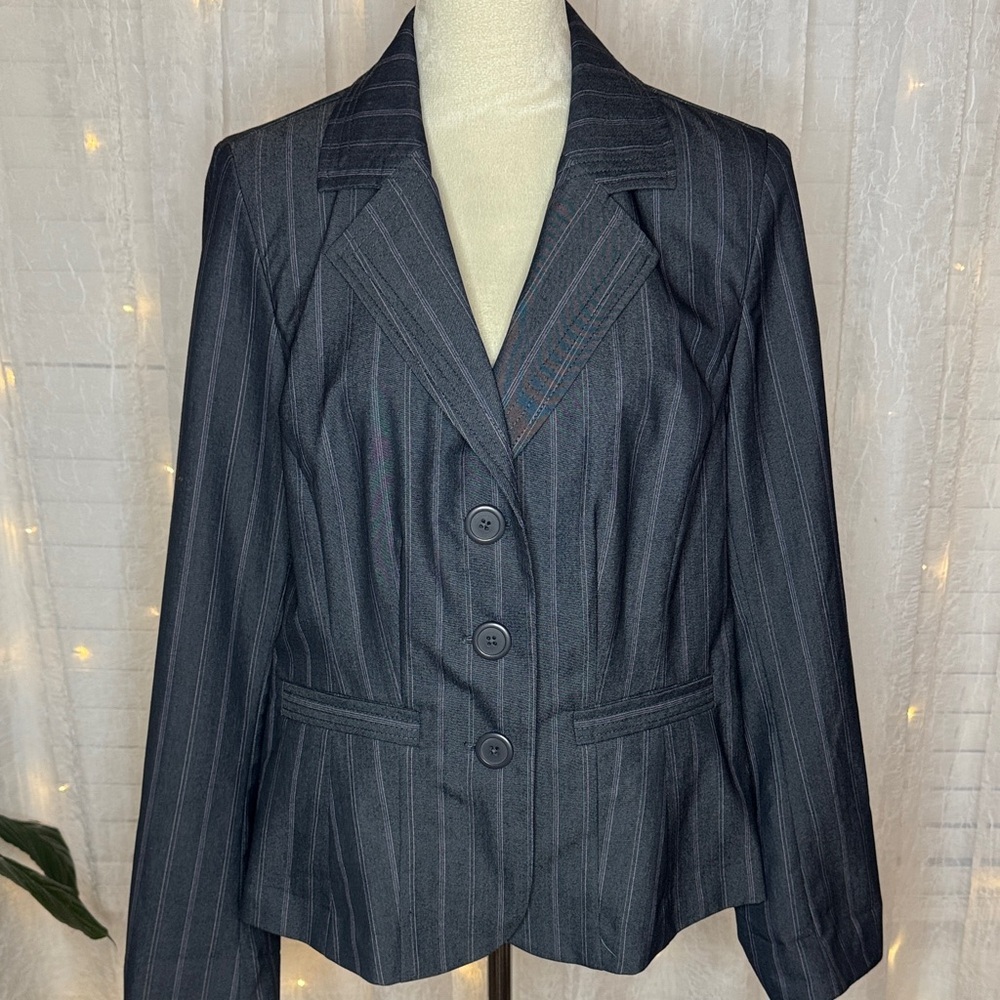 Lane Bryant Dark Gray Striped Blazer